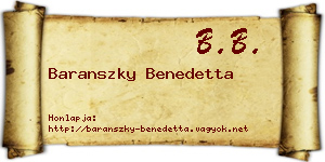 Baranszky Benedetta névjegykártya